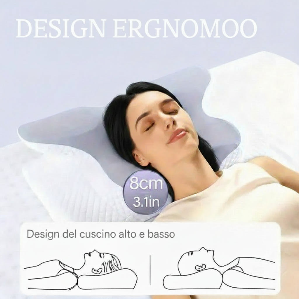 Cuscino cervicale in memory foam a forma di farfalla