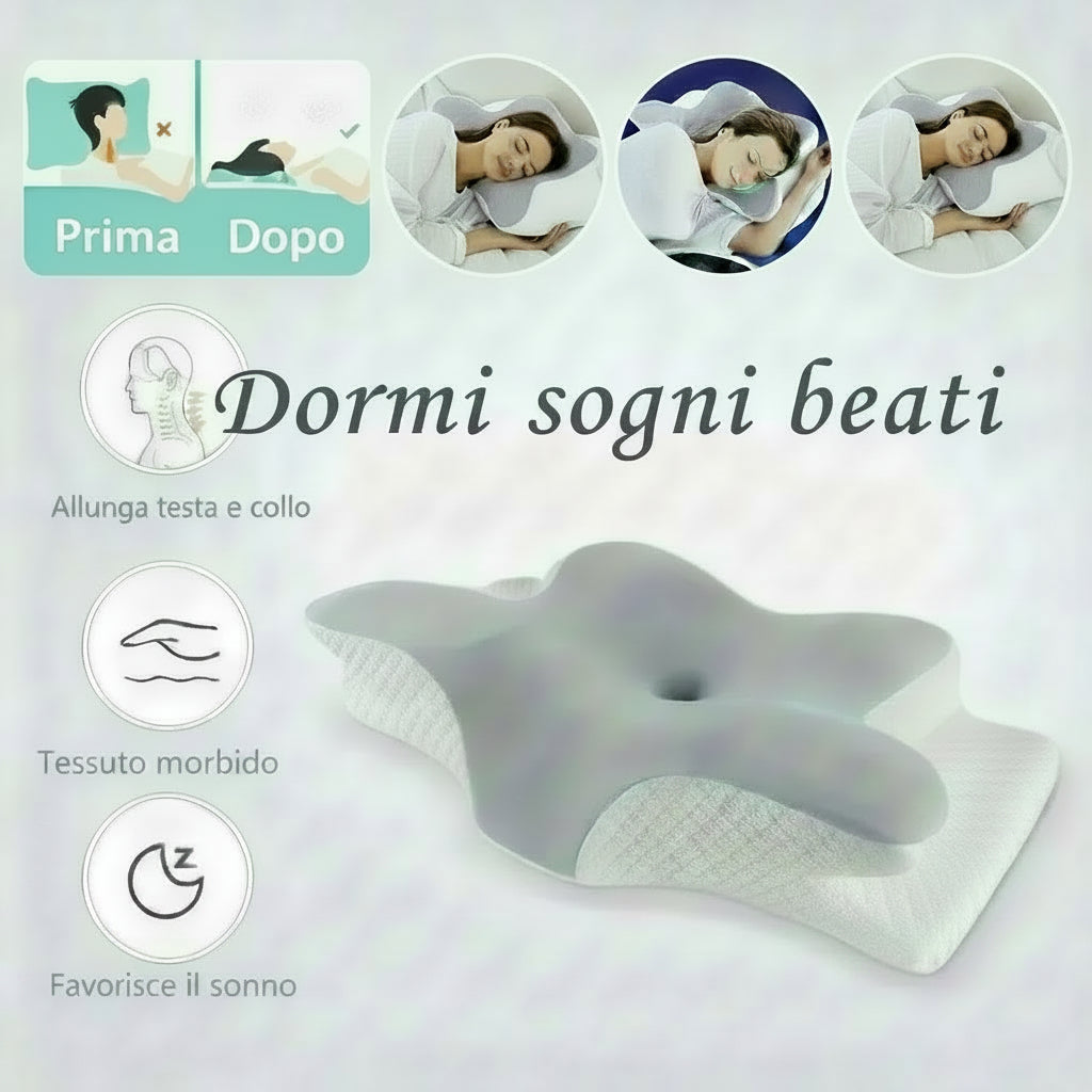 Cuscino cervicale in memory foam a forma di farfalla
